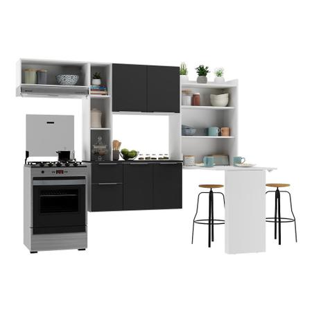Imagem de Armário de Cozinha Compacta com Mesa Dobrável MP2009 Sofia Multimóveis Branca/Preta