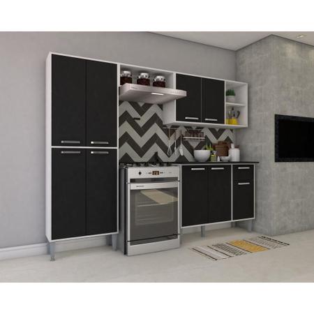 Imagem de Armário de Cozinha Compacta com Tampo Coimbra Multimóveis Preto/Branco