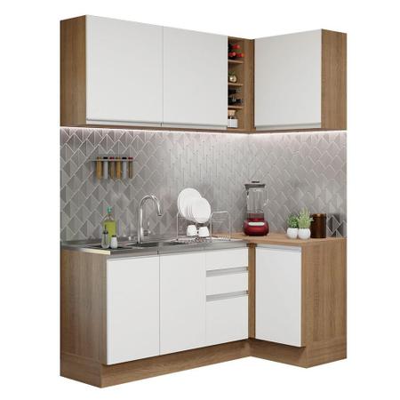 Imagem de Armário de Cozinha Compacta de Canto 269cm Rustic/Branco Glamy Madesa 01