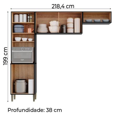 Imagem de Armário de Cozinha Compacta Emily 4 Portas Atacama/Preto Aramóveis