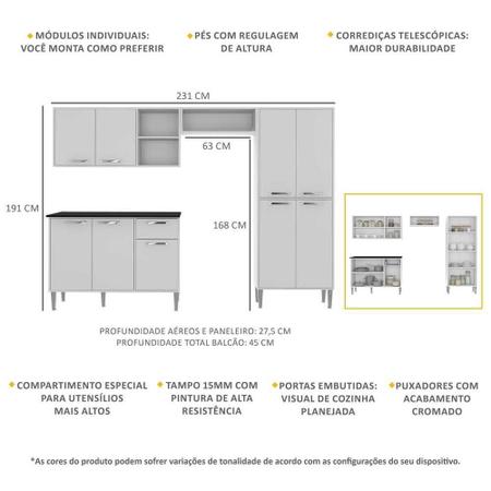 Imagem de Armário de Cozinha Compacta Xangai Multimóveis VM2840 Branco/Lacca Fumê