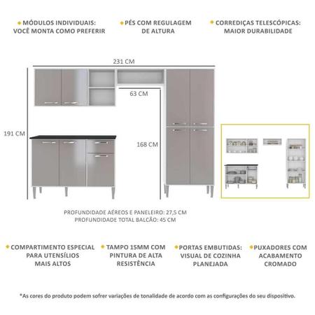 Imagem de Armário de Cozinha Compacta Xangai Multimóveis VM2840 Branco/Lacca Fumê