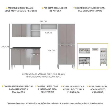 Imagem de Armário de Cozinha Compacta Xangai Plus Multimóveis Branco/Fumê