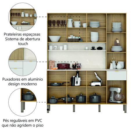 Imagem de Armário de Cozinha Completa 1,60m 4 Portas 1 Gaveta Slow  Kit's Paraná