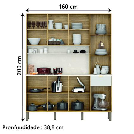Imagem de Armário de Cozinha Completa 1,60m 4 Portas 1 Gaveta Slow  Kit's Paraná