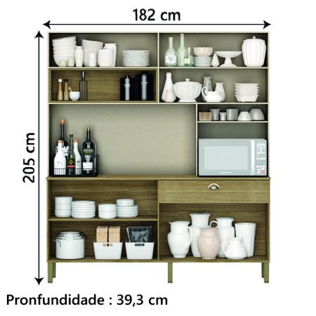 Imagem de Armário de Cozinha Completa 1,82m 8 Portas 1 Gaveta Core Freijó / Vanilla Kit's Paraná