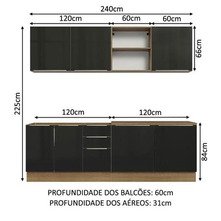 Imagem de Armário de Cozinha Completa 240cm Rustic/Preto Lux Madesa 05