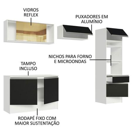 Imagem de Armário de Cozinha Completa 260cm Branco/Preto Diamante Madesa 02