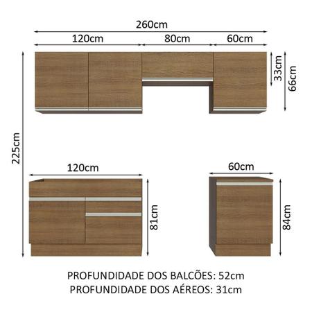 Imagem de Armário de Cozinha Completa 260cm Rustic Glamy Madesa 05