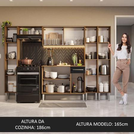 Imagem de Armário de Cozinha Completa 261cm Rustic/Preto Emilly Madesa 06