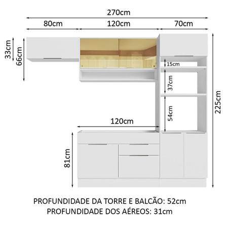 Imagem de Armário de Cozinha Completa 270cm Branco Stella Madesa 09