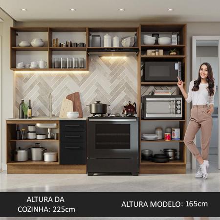 Armário de Cozinha Completa 270cm Branco Preto Agata Madesa 03 - Madesa  Móveis