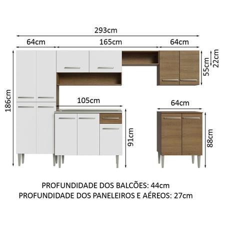 Imagem de Armário de Cozinha Completa 293cm com Pia Emilly Madesa 08