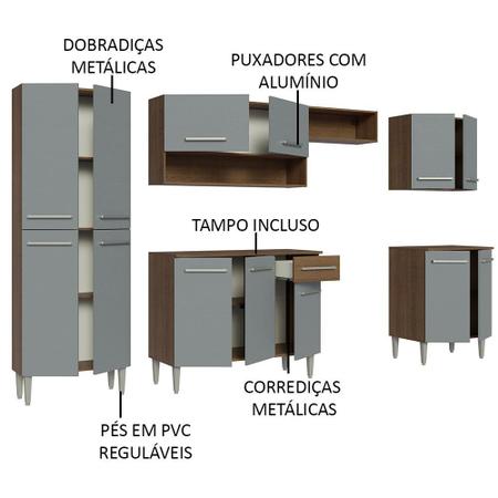 Imagem de Armário de Cozinha Completa 293cm Rustic/Cinza Emilly Madesa 02