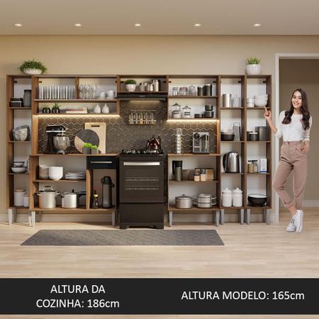 Imagem de Armário de Cozinha Completa 325cm Rustic/Preto Emilly Madesa 05