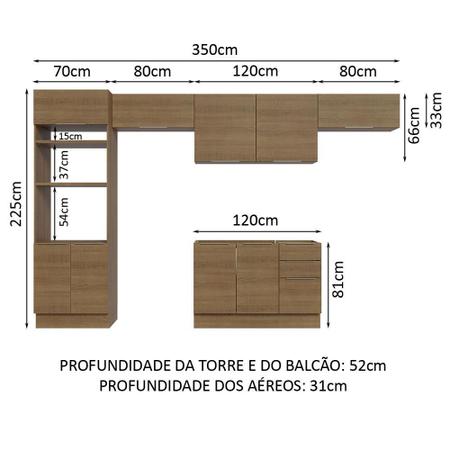 Imagem de Armário de Cozinha Completa 350cm Rustic Stella Madesa 01