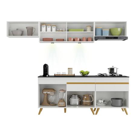 Imagem de Armário de Cozinha Completa 5 peças com Leds MP2033 Veneza Up Multimóveis Branca