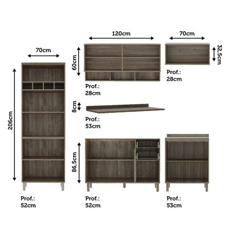 Cozinha Completa Sara com 7 Peças Castanho/Perola Luciane Overlar: Produtos  para sua casa, móveis, tecnologia, brinquedos e eletrodomésticos