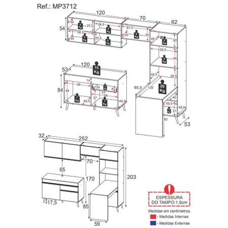 Cozinha Completa 5 peças com Armário e Balcão MP3712 Veneza GB Preta -  Camicado