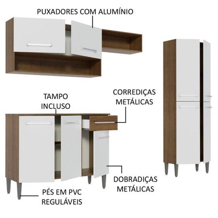 Imagem de Armário de Cozinha Completa com Armário e Balcão 229cm Emilly Madesa XC