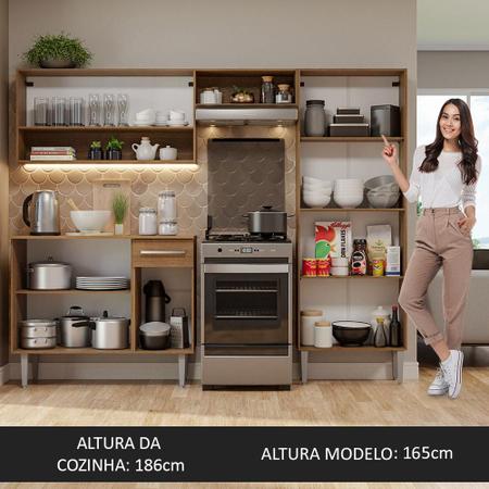 Imagem de Armário de Cozinha Completa com Armário e Balcão 229cm Emilly Madesa