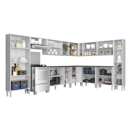 Imagem de Armário de Cozinha Completa com Tampo 11 peças Xangai Pop Multimóveis Branca