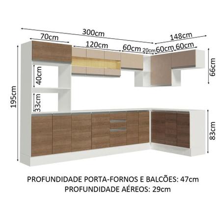 Imagem de Armário de Cozinha Completa de Canto 100% MDF 448cm Smart Madesa 01