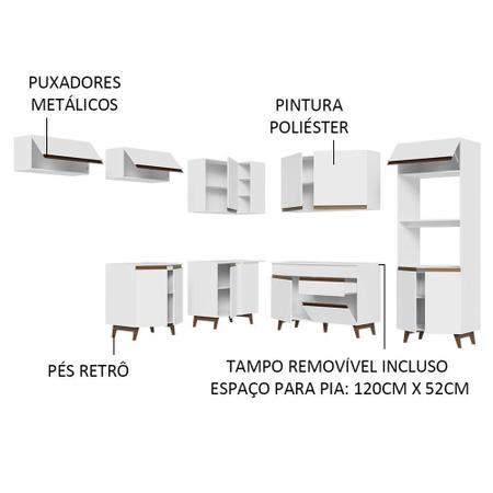 Imagem de Armário de Cozinha Completa de Canto 472cm Branco Reims Madesa 01