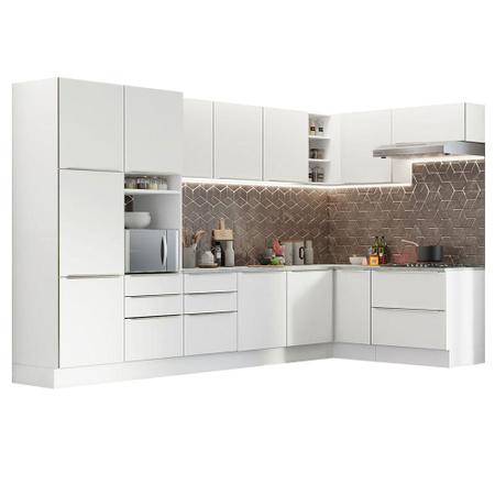 Imagem de Armário de Cozinha Completa de Canto 546cm Branco Veludo Lux Madesa 05
