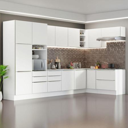 Imagem de Armário de Cozinha Completa de Canto 546cm Branco Veludo Lux Madesa 05