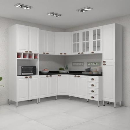 Imagem de Armário de Cozinha Completa de Canto Apolo 8 Peças com Tampos Espaço para Forno e Vidro Espresso Móveis