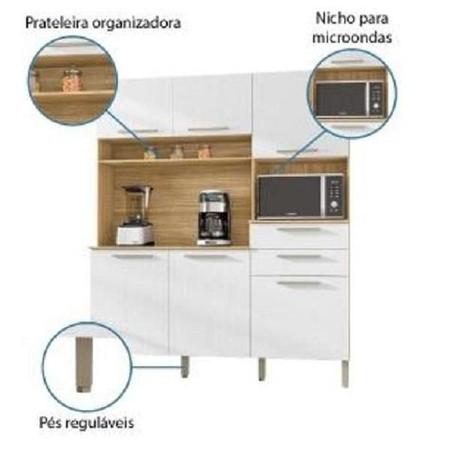 Imagem de Armário de Cozinha Completa Montesa 6 Portas 2 Gavetas Freijó / Branco
