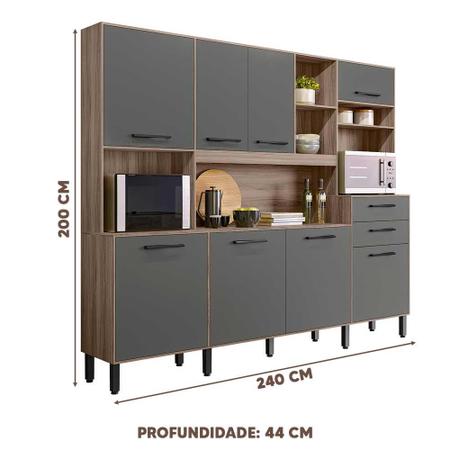 Imagem de Armário de Cozinha Completo com Pés Reguláveis - Agana Shop JM