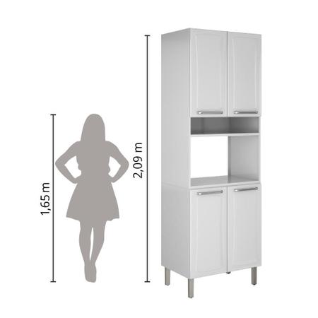 Imagem de Armário de Cozinha e Paneleiro de Aço 4 portas com nicho para microondas Tarsila 0,70m Branco