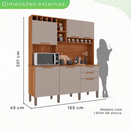 Armário de Cozinha MDP 6 Portas 2 Gavetas Cinamomo e Off - Sallêto Imagem de Armário de Cozinha MDP 6 Portas 2 Gavetas Cinamomo e Off