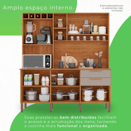 Armário de Cozinha MDP 6 Portas 2 Gavetas Cinamomo e Off - Sallêto Imagem de Armário de Cozinha MDP 6 Portas 2 Gavetas Cinamomo e Off