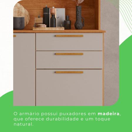 Armário de Cozinha MDP 6 Portas 2 Gavetas Cinamomo e Off - Sallêto Imagem de Armário de Cozinha MDP 6 Portas 2 Gavetas Cinamomo e Off