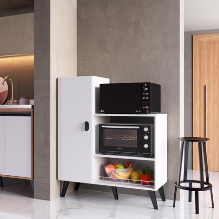 Imagem de Armário de Cozinha Melissa 1 Porta Espaço para Forno e Micro-Ondas com Fruteira Branco - Panorama Móveis