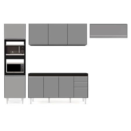 Imagem de Armário de Cozinha Modulada 4 Peças CP10 Balcão Preto/Cinza - Lumil