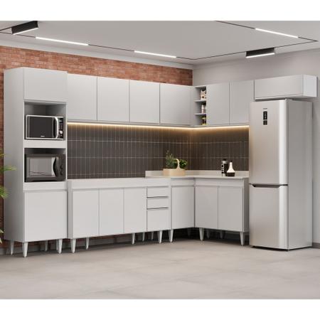 Imagem de Armário de Cozinha Modulada de Canto 8 Peças CP07 Balcão Branco - Lumil