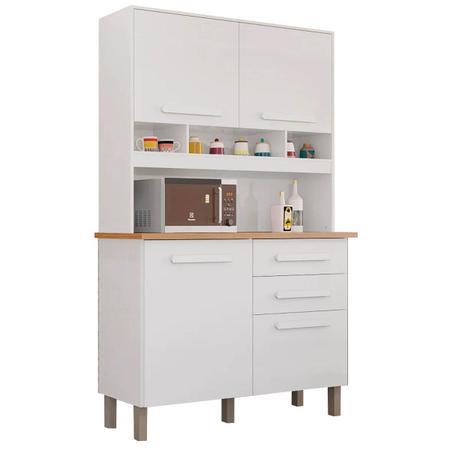 Armário de Cozinha Sofia Plus 4 Portas 2 Gavetas Imop Cor Branco - Estrela Móveis Imagem de Armário de Cozinha Sofia Plus 4 Portas 2 Gavetas Imop Cor Branco