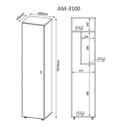 Imagem de Armário de Serviço 01 Porta AM3100 Branco - Tecno Mobili