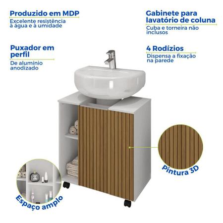 Imagem de Armário Gabinete Banheiro Balcão Bancada Para Pia De Coluna