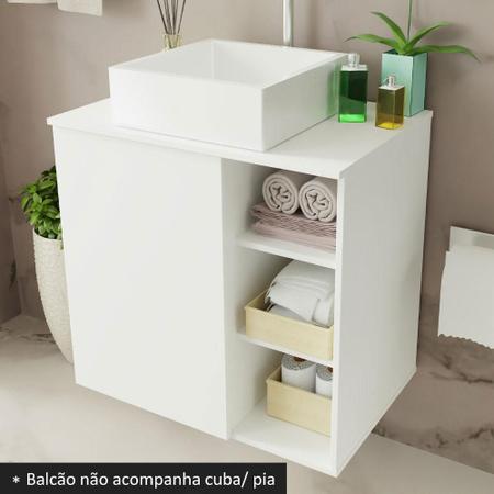 Imagem de Armário Gabinete com Espelho para Banheiro 60cm Branco Madesa