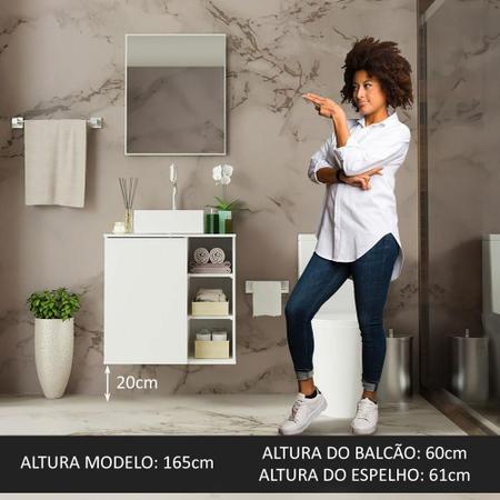 Imagem de Armário Gabinete com Espelho para Banheiro 60cm Branco Madesa