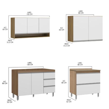 Imagem de Armário Moderno de Cozinha Planejada Sabrina 452/294x202Cm 14 Peças MDP Branco MENU