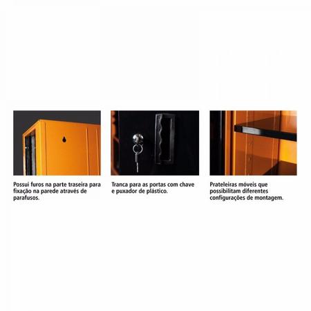 Imagem de Armário Modular para Ferramentas Superior Pequeno 2 Portas Tramontina PRO Laranja