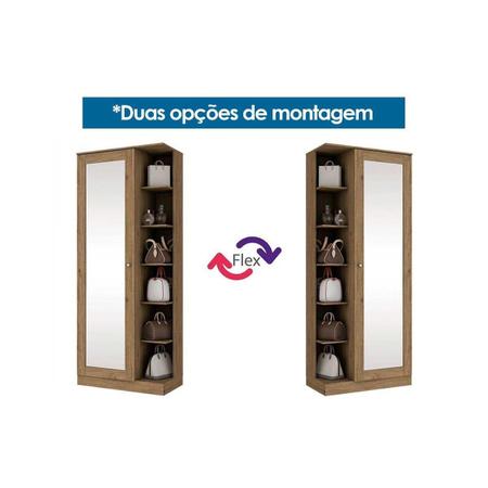 Imagem de Armário Multiuso Casal Duetto 1 Porta c/Espelho Branco - Henn