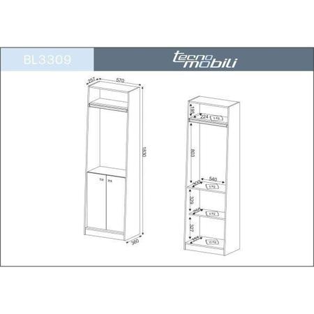 Imagem de Armário Multiuso com Cabideiro 2 Portas BL3309 Tecno Mobili