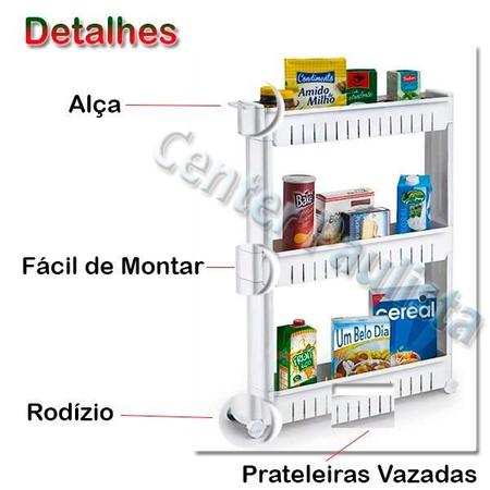 Imagem de Armário Organizador Multiuso Com 3 Prateleira Cozinha Banheiro Lavanderia- Arthi Branco